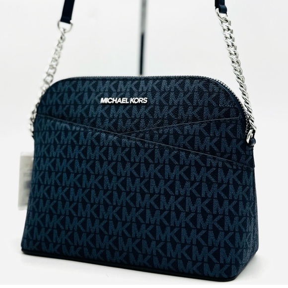 Michael Kors Medium Dome Jet Set Travel Xbody Bag Admiral Navy Blue - Picture 1 of 11